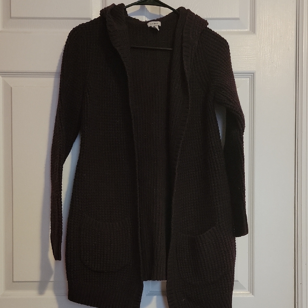 L.L. Bean Women's Purple Hooded Cardigan